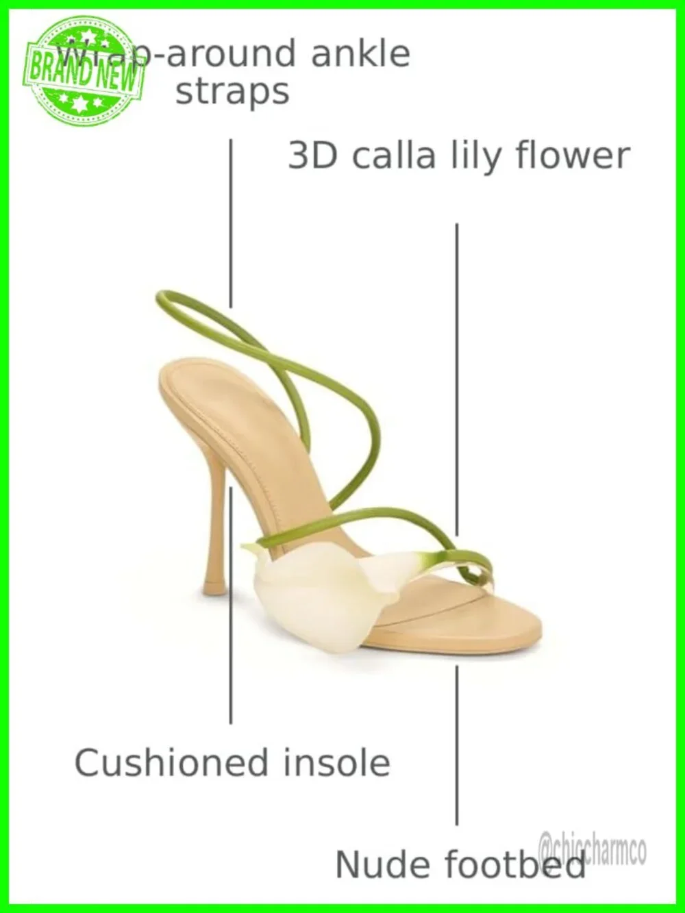 Sculptural 3D Calla Lily Strappy Stiletto Heel Sandals - 4